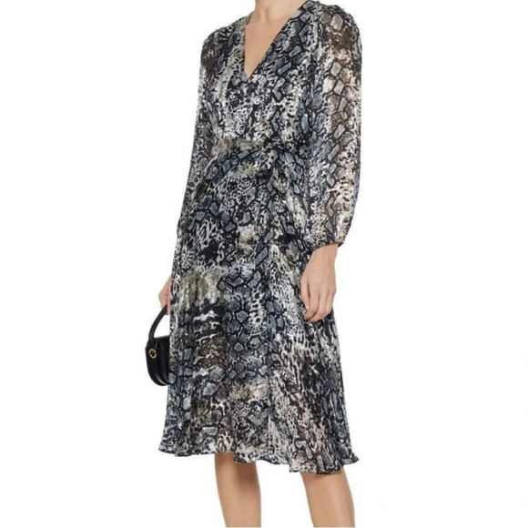 Alice + Olivia Snakeskin Silk Midi Dress - Picture 1 of 6